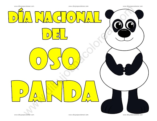 Día Nacional del Oso Panda dibujo a color y para colorear
